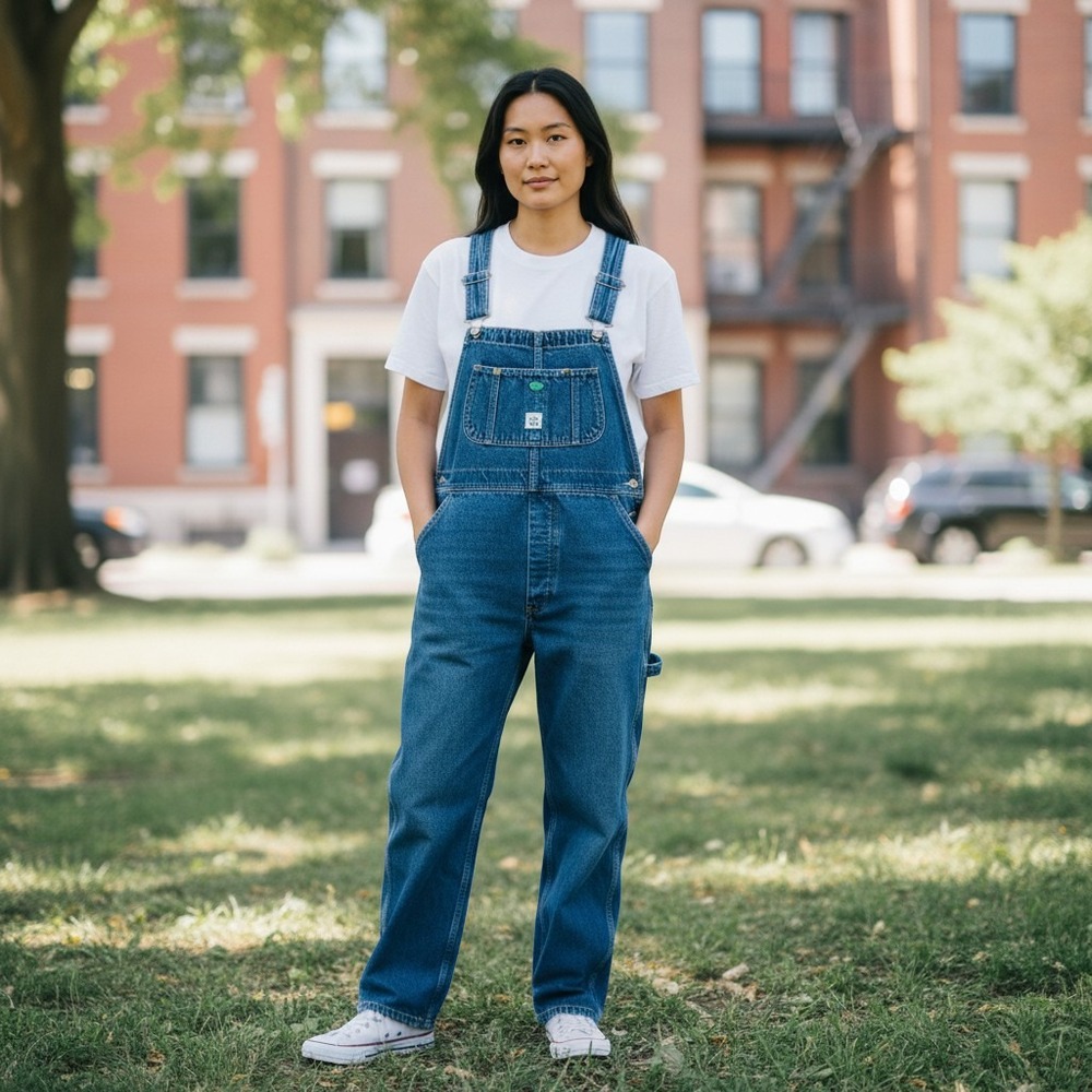 Lady Liberty Womens Workwear Denim Overalls Medium Wash Carpenter Bibs 18R MINT